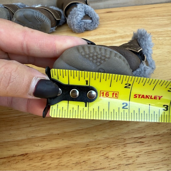 Brown Dog Boots with Gray Fur Trim - Picture 9 of 11